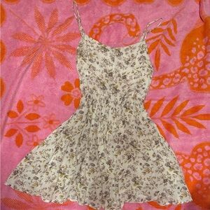 Lucca Couture Floral Mini Dress - Cream and Purple